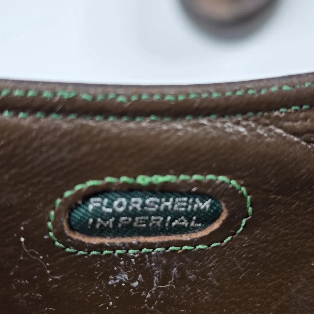 Vintage Imperial Florsheim 12 Brown Pebbled Leather Lace Up Wing Tip Dress Shoes